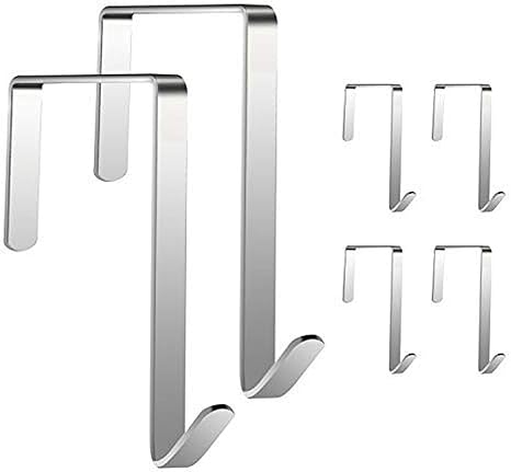 Amazon ドアフック上 6パックのステンレス鋼ドアフック ドアハンガー および洋服 タオル コート ハンドバッグなどを掛けるためのドアフック上 ドアハンガーフック