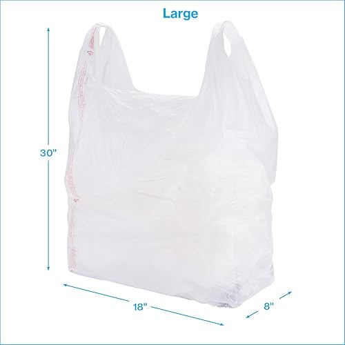 Miniatura 5 de SSWBasics Bolsas grandes de plástico blanco para camisetas (caja de 500)  18 x 8 x 30 pulgadas  perfectas para restaurantes, tiendas de comestibles,