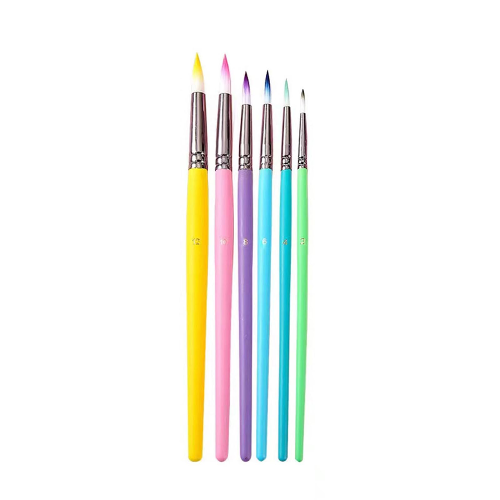 Amperse Set 6 Pennelli Per Acrilico: 4 Rotondi + 2 Piatti, Per Pittura A Olio, Dettaglio E Tratti Spessi - 3