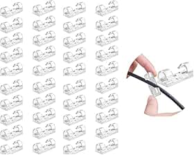 Kit 40 Organizador de Cabos Autoadesivo Transparente Premium, Clips Fixadores para Fios até 9mm, Alta Fixação para Mesa, Parede, Casa e Escritório (40)
