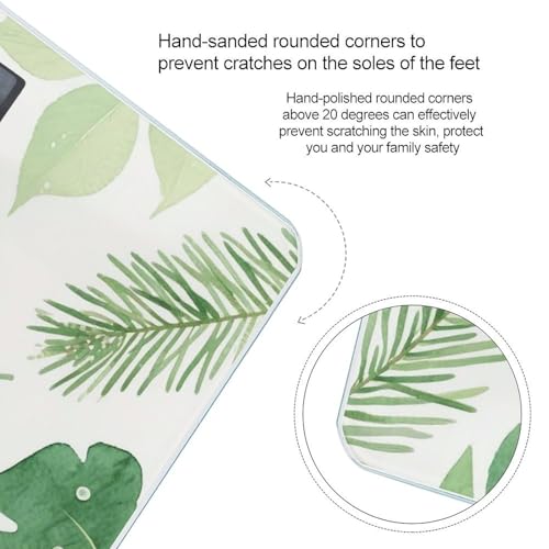 Báscula digital para cuerpo con diseño hojas verdes y cristal templado miniatura 4