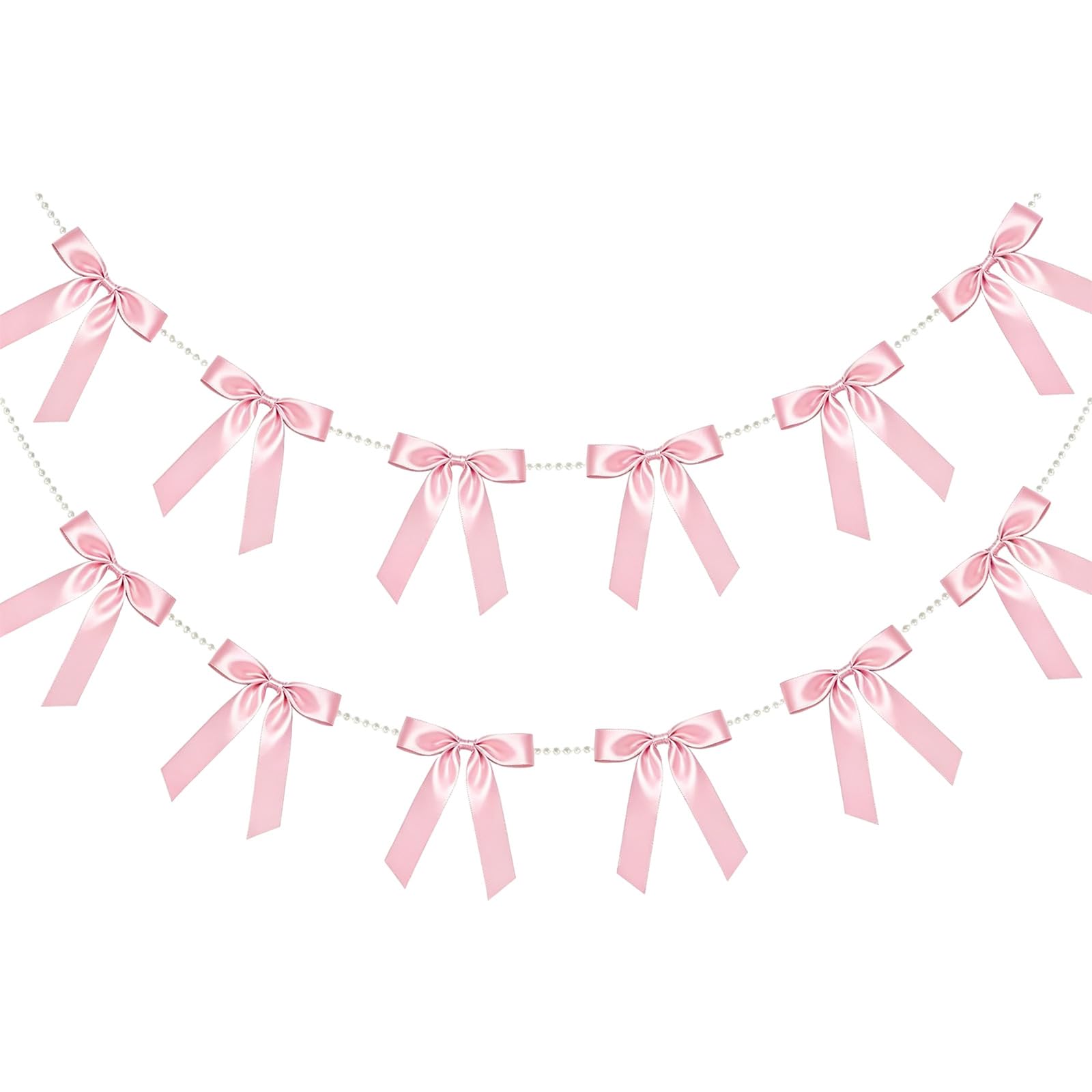 Buxuaaaa 2X Long Pearls Decorated Bows Garlands Streamers Decoration Ideal for Parties and Special Event Party Ribbon Deck