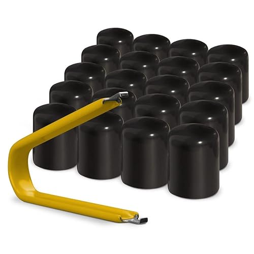 ColorLugs Tapatuerca de llanta de vinilo  Negro  Tapatuerca de llanta con ajuste flexible  Se ajusta a 21-23 mm  Paquete de 32  Incluye extractor de