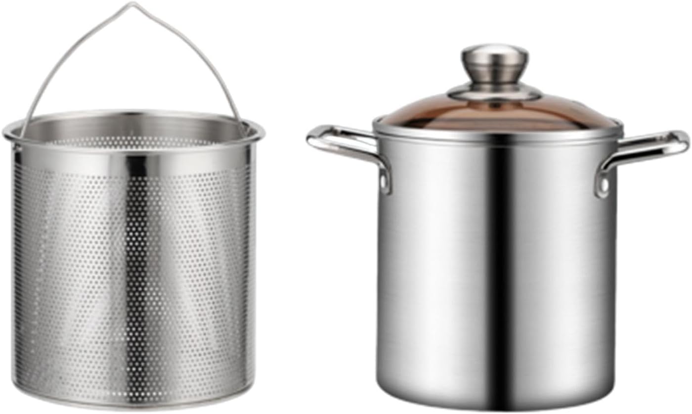 Stainless Steel Stockpot with Basket, Turkey Fryer Pot Cookware, Nonstick Universal Seafood Boil Pot, Heavy Duty Cooking Pot, no clamp