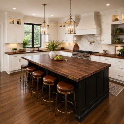 Image of CONSDAN Butcher Block Counter Top, Walnut Solid Hardwood Countertop, Wood Slabs for Kitchen, Reversible, Both Side Polished, Prefinished with Food-safe Oil, 1.5 inch Thickness, 72 inch L x 36 inch W