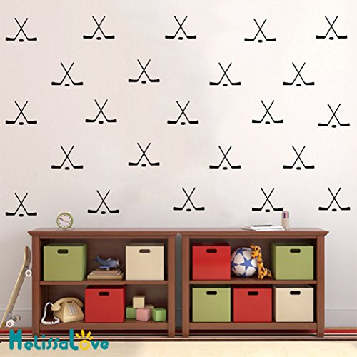 Set de 36 Vinilos Decorativos de Hockey en Negro miniatura 2
