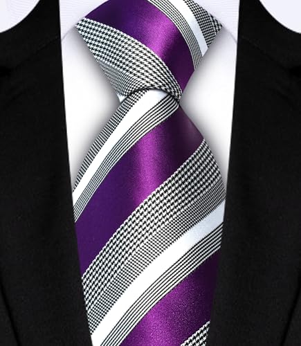 Image of GUSLESON Men's 5-pc Striped Tie Gift Set - Jacquard Necktie, Pocket Square, Cufflinks, Lapel Pin, Tie Clip - Wedding Formal Gifts