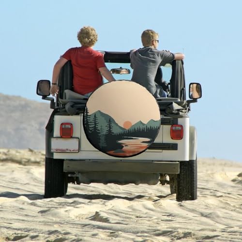 Image of Camper Spare Tire Cover 15 Inch Mountain Adventure Universal Wheel Tire Cover Waterproof Dust-Proof Tire Protectors Camper Spare Tire Cover Woodland Adventure for Camper Trailer Truck SUV Universal