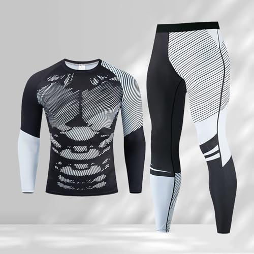 Ropa interior térmica masculina para entrenar en invierno conjunto de compresión suave 2
