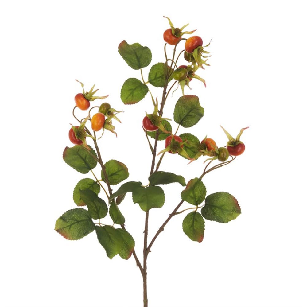 FloristryWarehouse Autumn Artificial Rosehip And Faux Silk Foliage Spray 85cm/33 Inches