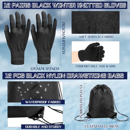 Vicenpal Winter Homeless Care Package Supplies Bulk Warm Beanies Hats Thermal Scarves Knit Gloves Drawstring Bags3