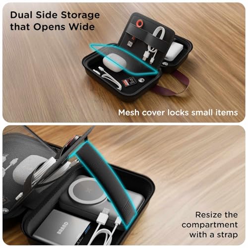 Image of eo Hard Shell EVA Tech Organizer Pouch | Cable & Charger Organizer Case for Travel | Electronic Accessories Pouch | Gadget Storage Bag for Power Banks Laptop Chargers SSDs (Alpha)