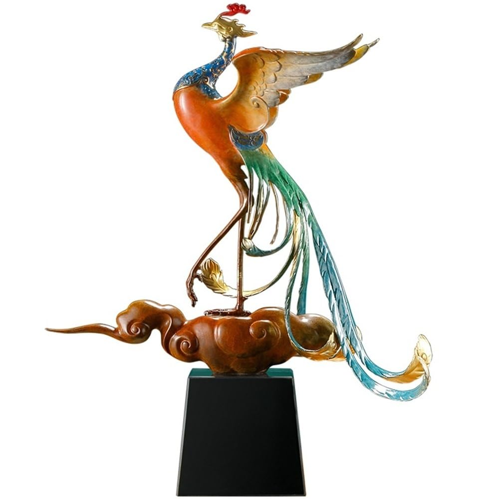 Figurine Decorative Ornamenti da tavolo a forma di fenice in rame colorato, for casa, soggiorno, ufficio, statue fatte a mano, decorazioni in stile cinese Decorazioni Per Scrivania Da Ufficio