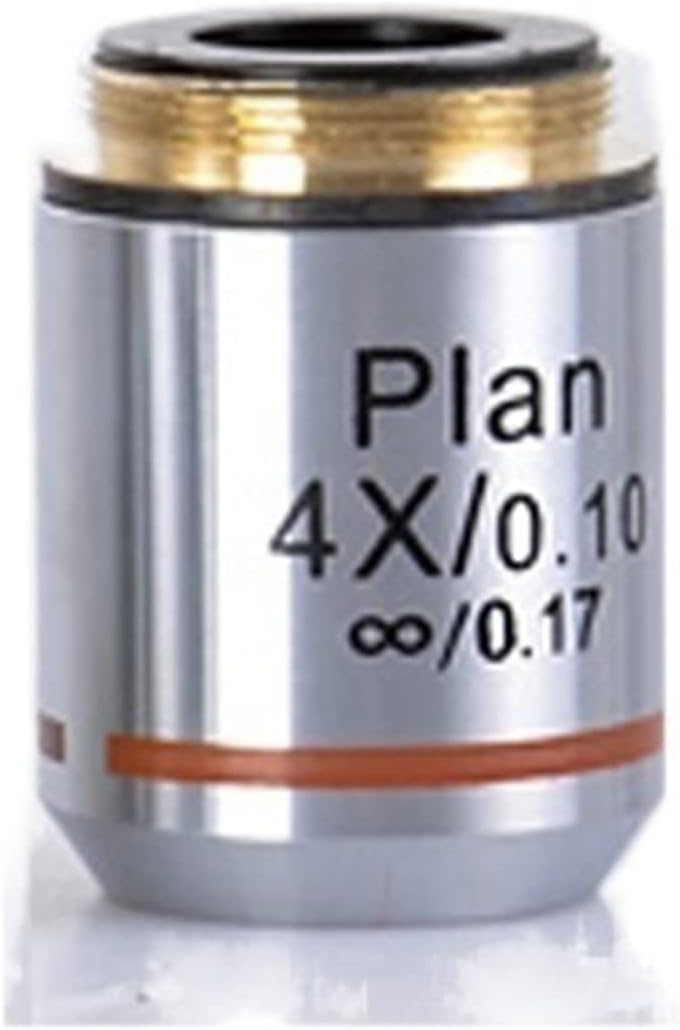 Microscope Accessories Kit for Adults Silver Biological Microscope 4X 10X 20X 40X 100X Infinity Plan Objective Lens RMS Thread Lab Consumables