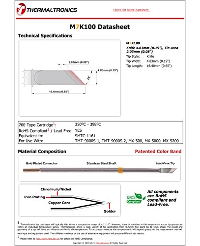Image of Thermaltronics M7K100 Knife 4.83mm (0.19in), Tin Area 2.03mm (0.08in) interchangeable for Metcal SMTC-1161