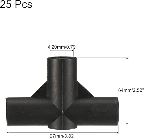Miniatura 2 de MECCANIXITY Conector de marco de jardinería de 0.787 in de plástico plano de 3 vías para estacas de plantas, cercado de toldo, poste de