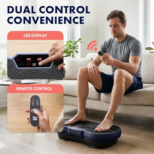 SQUATZ Vibration Plate Exercise Machine | Low-Impact Full Body Vibrator Plate with 99 Speed Levels & 9 Preset Programs | Resistance Bands & Remote Included | 265 lb Capacity | For Home & Office | Blue by SQUATZ - Used condition - Image 6