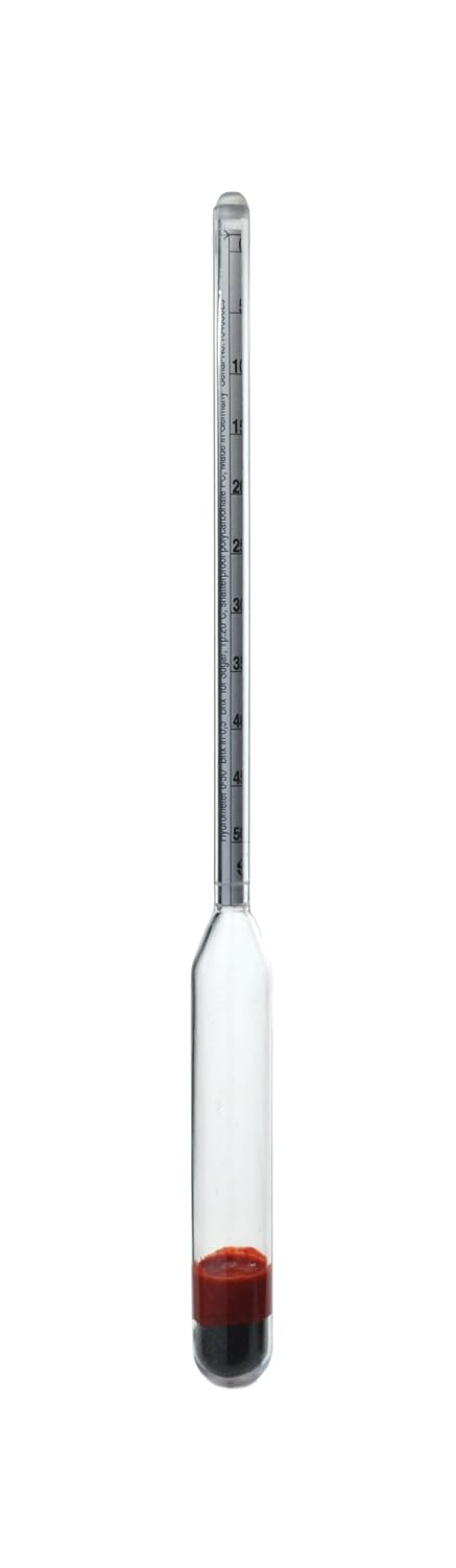 Thermco ACC8540PC Specific Gravity Plain Form Polycarbonate Hydrometers, 1.000 to 1.220 Range, 0.002 Division, 300mm Length