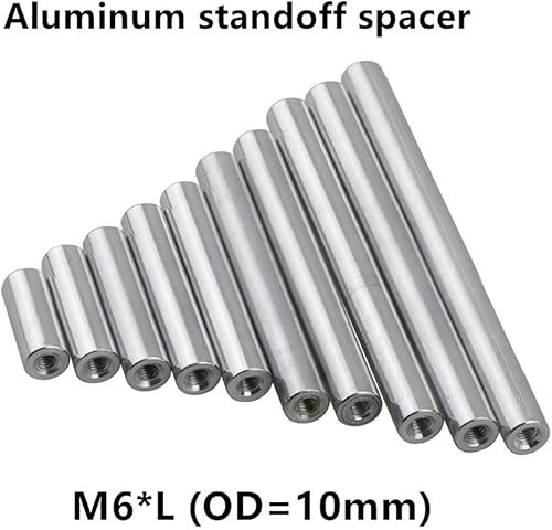 Miniatura 2 de WESTUX 5 varillas de poste de aluminio M6, M6 × 1012152025303537404550607080903.937 in de aluminio redondos espaciadores D0.394 in (tamaño  1.378 in)