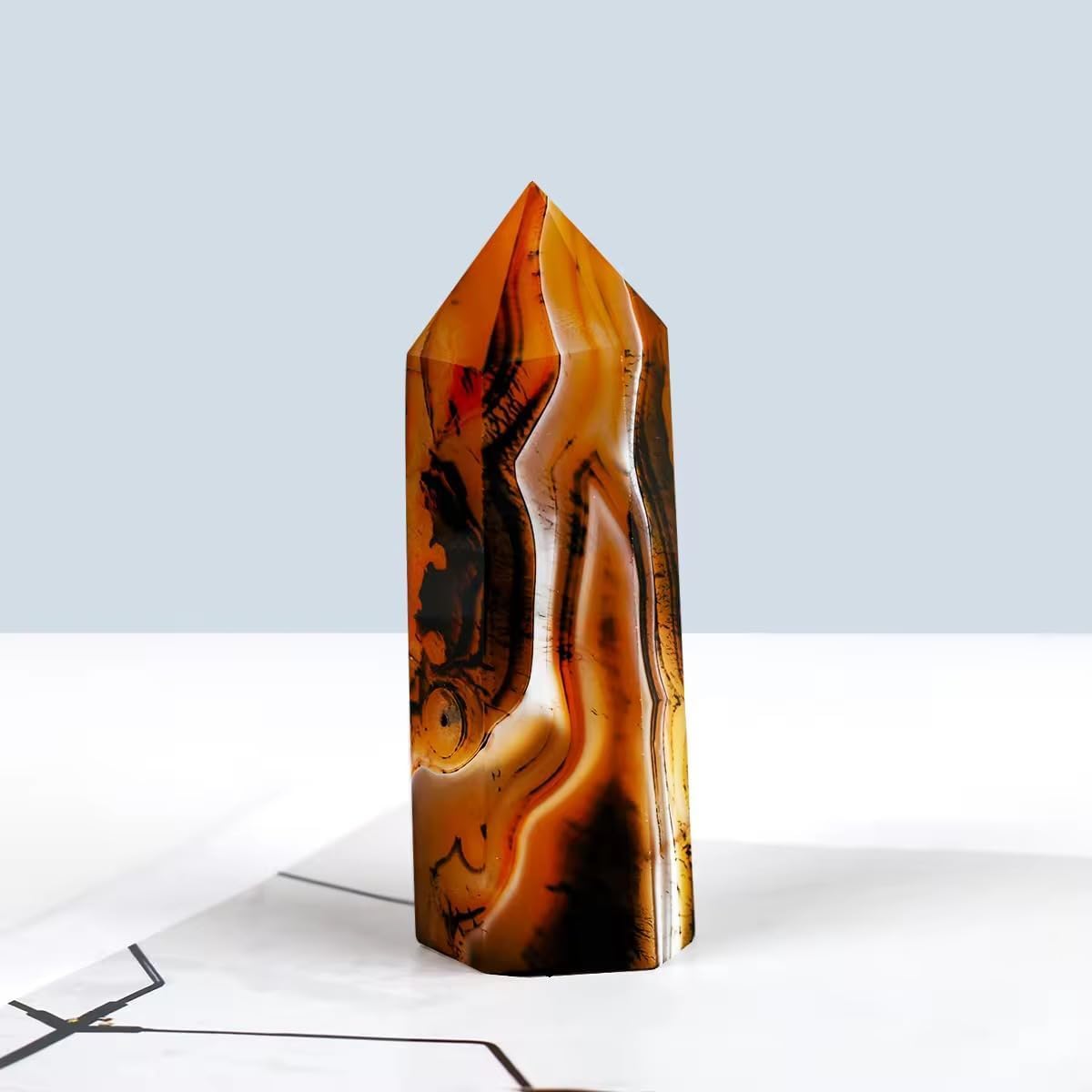 Natural Sardonyx Agate Crystal Wand Point 2.7–4.3 inch – Polished Hexagonal Crystal Tower for Reiki Healing, Meditation, Chakra Balancing & Home Energy Decor (1LB(4-7pc))