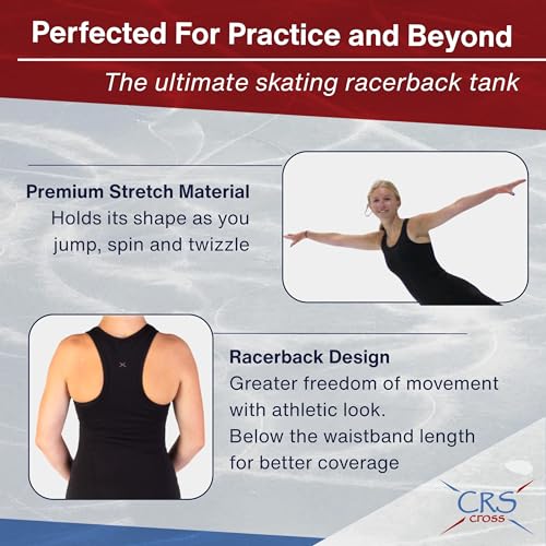 Image of CRS Cross Ice Skating Leggings. Black Over Skate Legging. High-Rise, Practice Pants for Figure Skater Girls and Women.