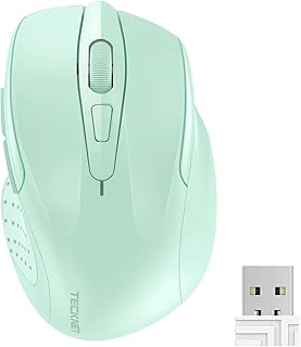 TECKNET PRO Wireless Mouse, 2.4G USB Cordless Mice Optical PC Computer Laptop Mouse 24 Month Battery Life, 2600 DPI 5 Adjustment Levels, Nano Receiver, for Windows Mac Macbook Linux (M003-Green)
