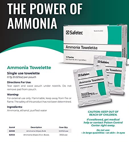 Safetec Ammonia Inhalant Pouches First Aid 10 per Box, No Color - Thumbnail 2