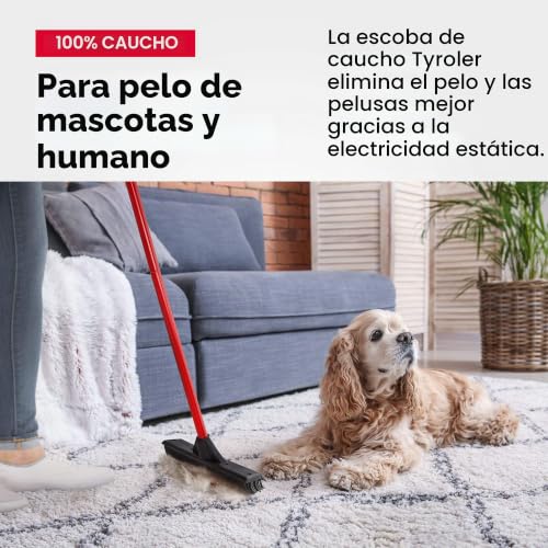 Miniatura 3 de Tyroler Escoba De Goma Para Suelo Y Haragán 2 En 1 33 Cm Cabezal De Goma 100 Natural 140 Cm Mango De Aluminio De 4 Piezas Escobas Para Barrer