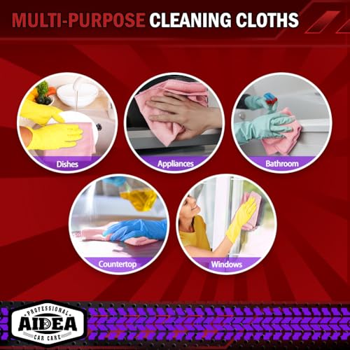Image of AIDEA Microfiber Cleaning Cloth Pink 10PK, Microfiber Towels for Cars, Premium Car Cloths, Dusting Cloth Lint Free Cleaning Rags for SUVs, House, Kitchen, Window, Workshops,12x12 inch