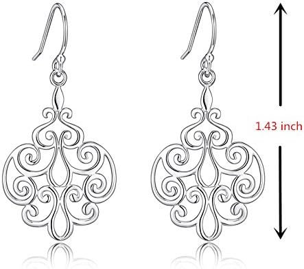 Sterling Silver Filigree Dangle Drop Earrings For Sensitive Ears By Renaissance Jewelry
