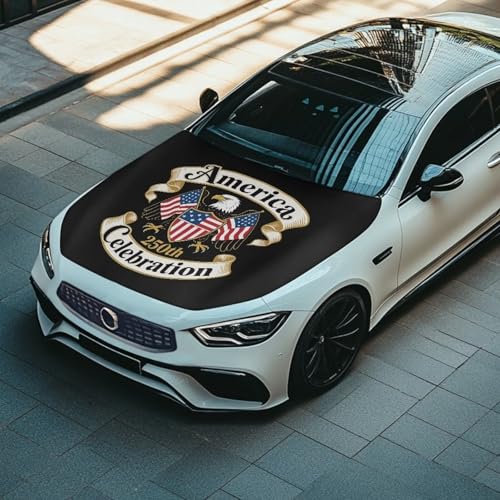Image of Car Hood Cover, 59x39 Inch US 250 Years Car Hood Wrap Blankets Auto Outdoor Decorations Accessories for Compact SUV Sedans Trucks