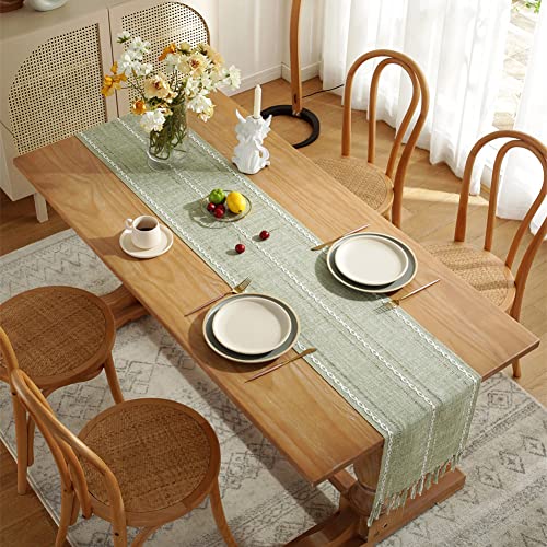 oAutoSjy Caminhos de mesa de macramê, caminho de mesa boêmio com borlas recortadas caminho de mesa p