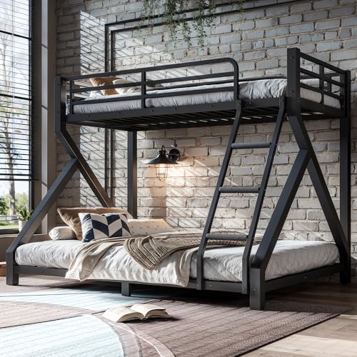 Bellemave Twin Over Full Bunk Bed Frame with Noise Reduced Design, Low Profile Bunk Bed with Ladder...