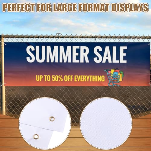 Image of Zonon Large Blank Banners And Signs Polyester Oxford Cloth Sublimation Banner To Decorate With Hanging Rope For Indoor Wall Outdoor Easy to Hang DIY Signs For Business Office(White,3 x 10 Feet)