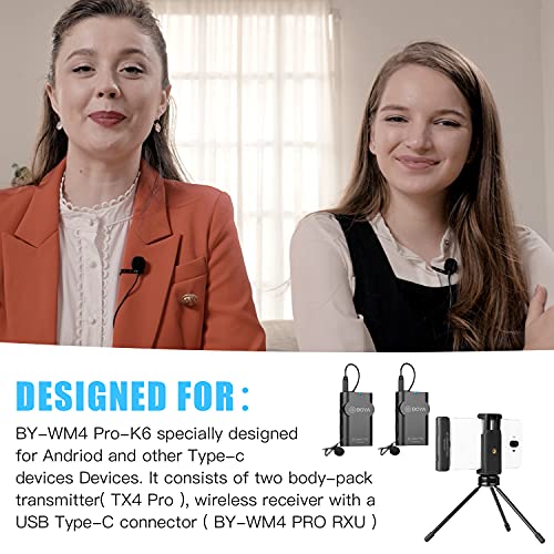 Boya By-Wm4 Pro Wireless Lavalier Microphone System 2 Transmitters With Usb Type-C Connector Receiver For Samsung Huawei Ipad Android Devices Smartphone Live Stream Broadcasting Vlogging #TOP6