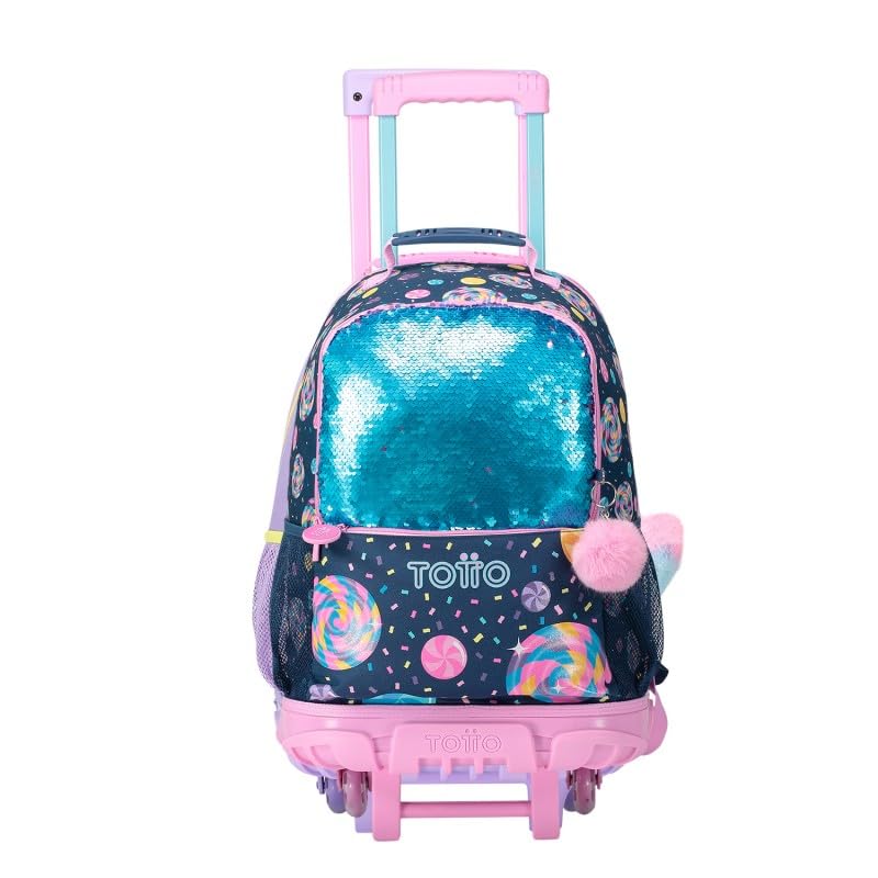 TOTTO Mochila escolar con ruedas grande de dulces y piruletas - Sweet Candy TAMAÑO GRANDE