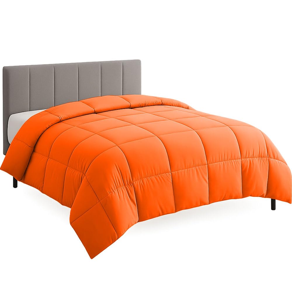 Palatial King Size Comforter Set - All Season Down Alternative Bedding Comforter Set - Quilted Duvet Insert with Corner Tabs - Box Stitched Blanket - Breathable, Soft - Orange