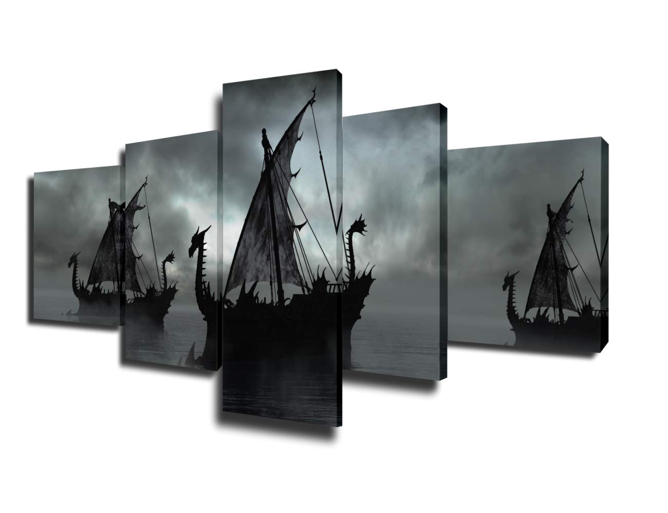 Pirate Ship Pictures Wall Decor Fantasy Seascape Painting Premium Quality Artwork Giclee Multi Panel Prints on Canvas Boat Wall Art Modern House Decor