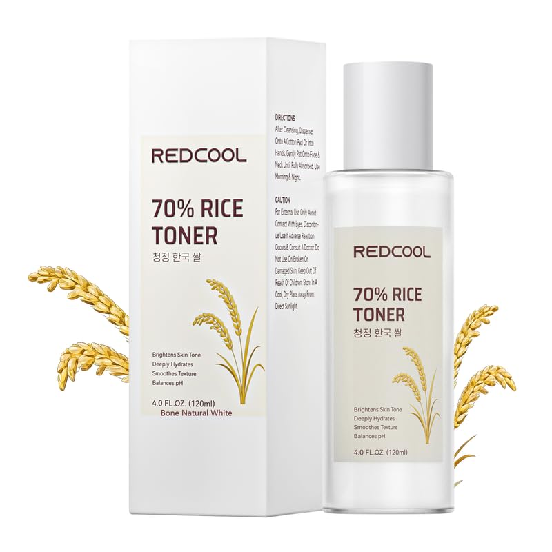 Redcool Rice Toner for Face with 70% Rice Water, Serum-Texture Skin Care Toner, Lightweight Facial Toner for Women, Hydrating Daily Layering, Deeply Nourishing & Glow-Linen Fresh White