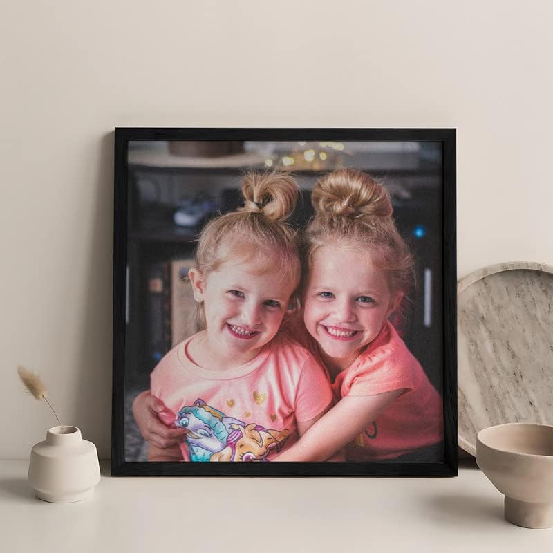 Image of Ritwika's Synthetic Wooden Personalized Picture Wall Mount Frame With Your Photo | Customised Gift For Anniversary, Birthday, Wedding, Couples | Size 13.5x13.5 Inches IN, Set of 1 (Square), Black
