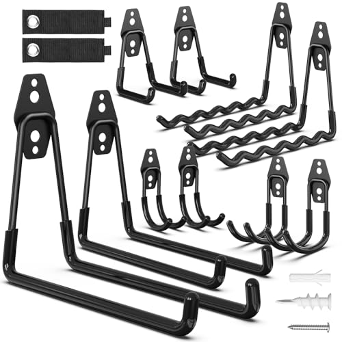 HSTMYFS Crochets de Garage en Acier Résistant - Revêtement Anti-Dérapant pour Outils, Échelles, Vélos