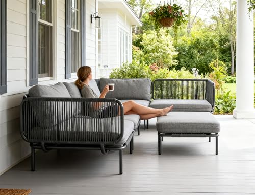 Image of Crestlive Products Oversized Outdoor Couch, 2-Seater Modular Sectional Sofa with Cushions, Modern Patio Conversation Set for Backyard, Deck, Porch or Poolside