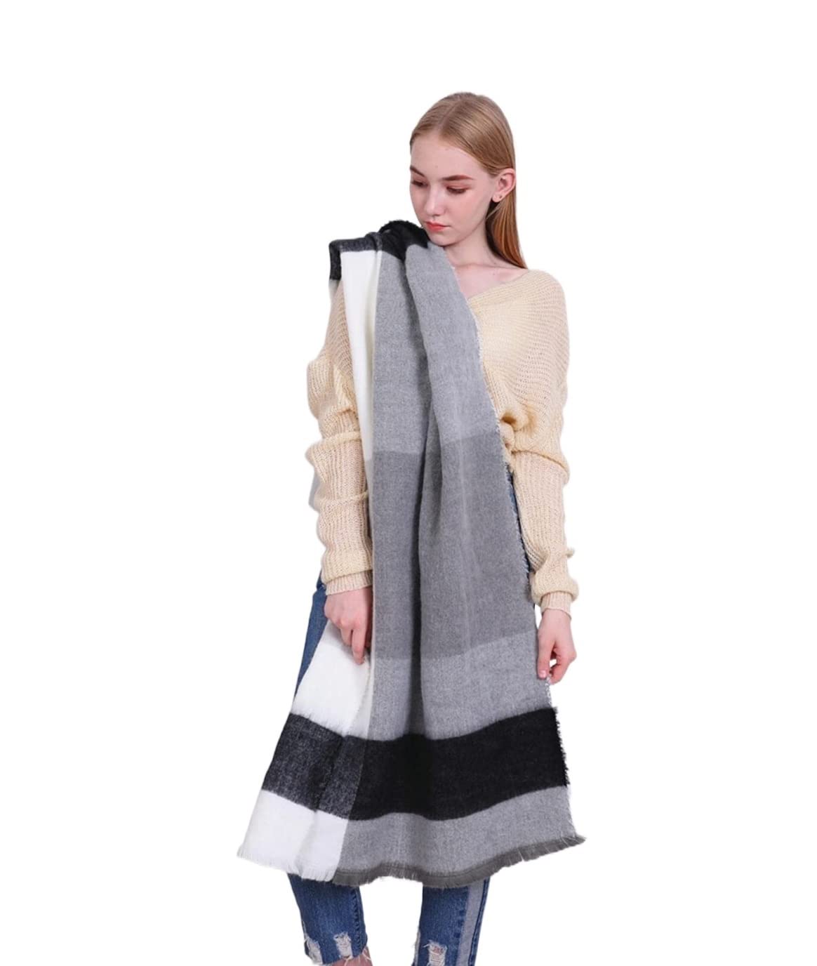 Leichte Herbst Stola Herbst- Und Winterkarierter Schal Damenschal Damen Verdickter Warmer Kaschmir-ähnlicher Schal Warmes Halstuch