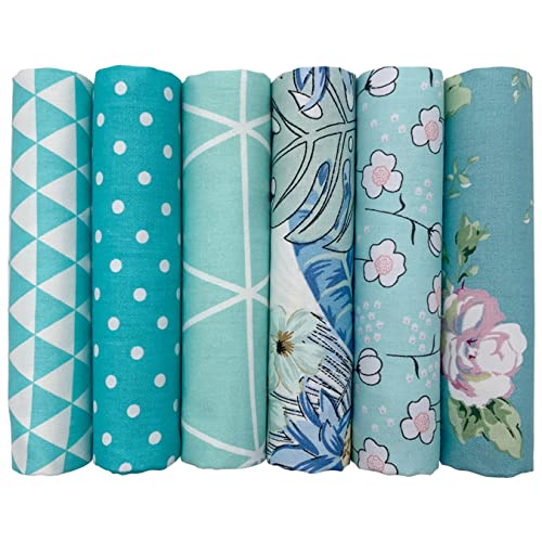 aufodara Tela algodon Telas Patchwork 6 piezas 50 x 50 cm Algodón Para Coser DIY Telas Decorativas Costura Retales Tela Coser Hecho a mano Costura Quilting Scrapbooking Diseños Diferentes (Menta) Cover