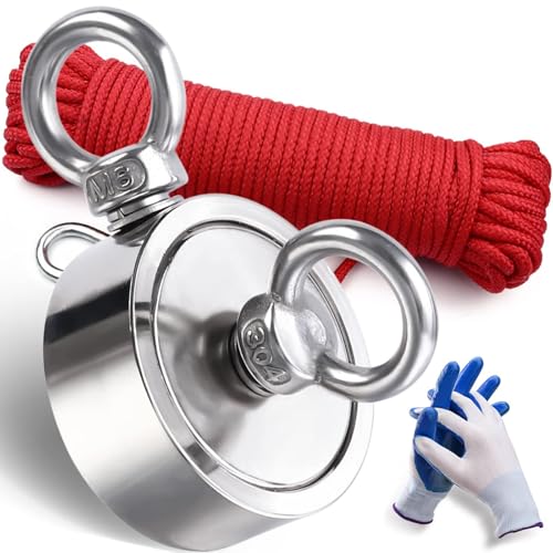 DIYMAG Magnet Fishing Kit, 550Lbs Double Sided Neodymium Fish Magnets
