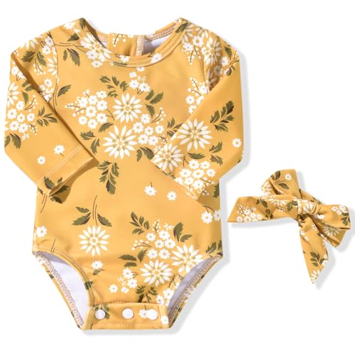 Image of Aalizzwell Baby Girls One Piece Long Sleeve Swimsuit