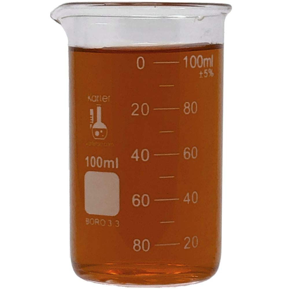 100ml Beaker, Tall Form, 3.3 Borosilicate Glass, Double Scale, Graduated, Karter Scientific 213F12 (Single)