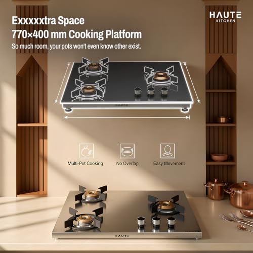 Evoque Series 3 Burner Gas Stove | 1mm Stainless Steel Body | 1 Jumbo, 1 Medium & 1 Small Burner | Doorstep Service | 8-Year Warranty by Haute Home - Image 4