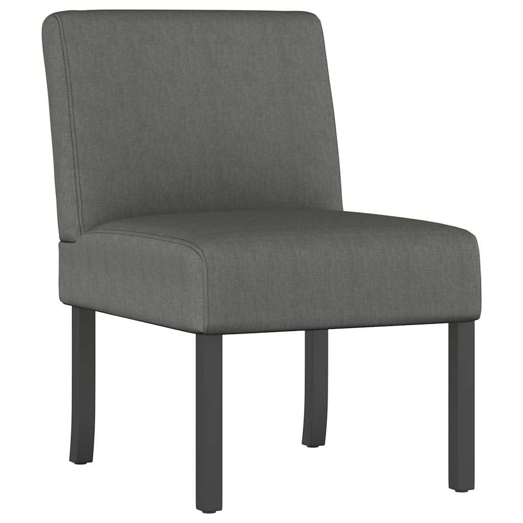Chaise rembourrée en tissu gris foncé avec pieds en bois