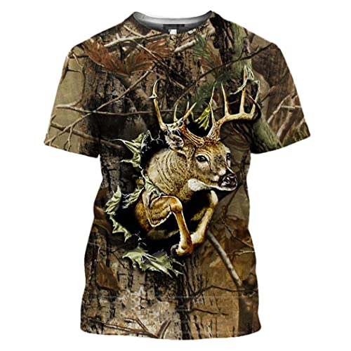 T-shirt 3D imprimé sanglier pour vos sorties de chasse et nature en forêt